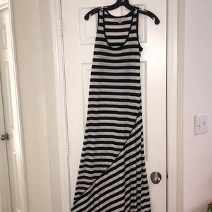 Black & white striped maxi dress.